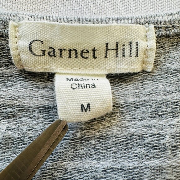 Garnet HIll Dress Women M Gray Striped Jersey 3/4 Sleeve Leisure Stretch Minimal - Picture 8 of 12